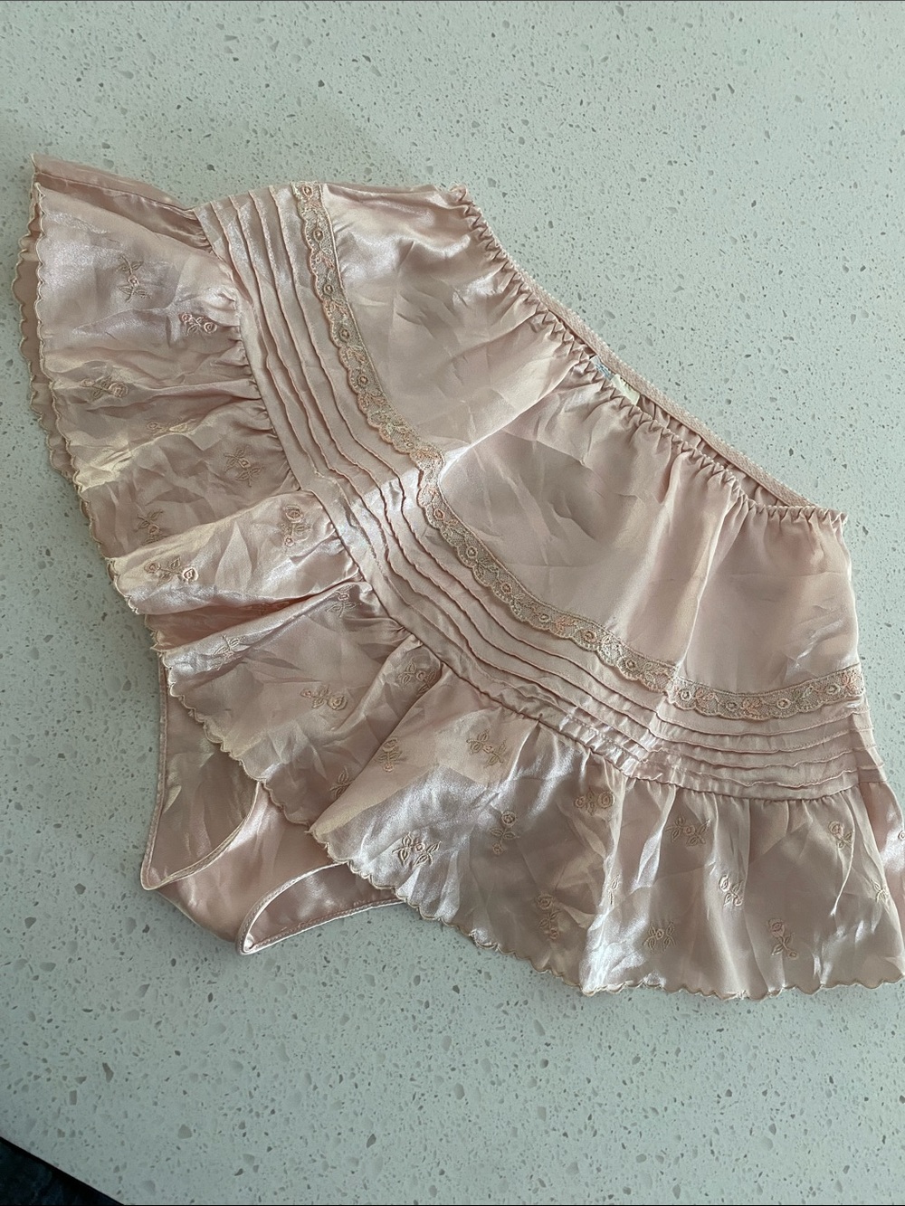 Victoria's Secret Light Pink Satin Ruffle Hipster Panties
